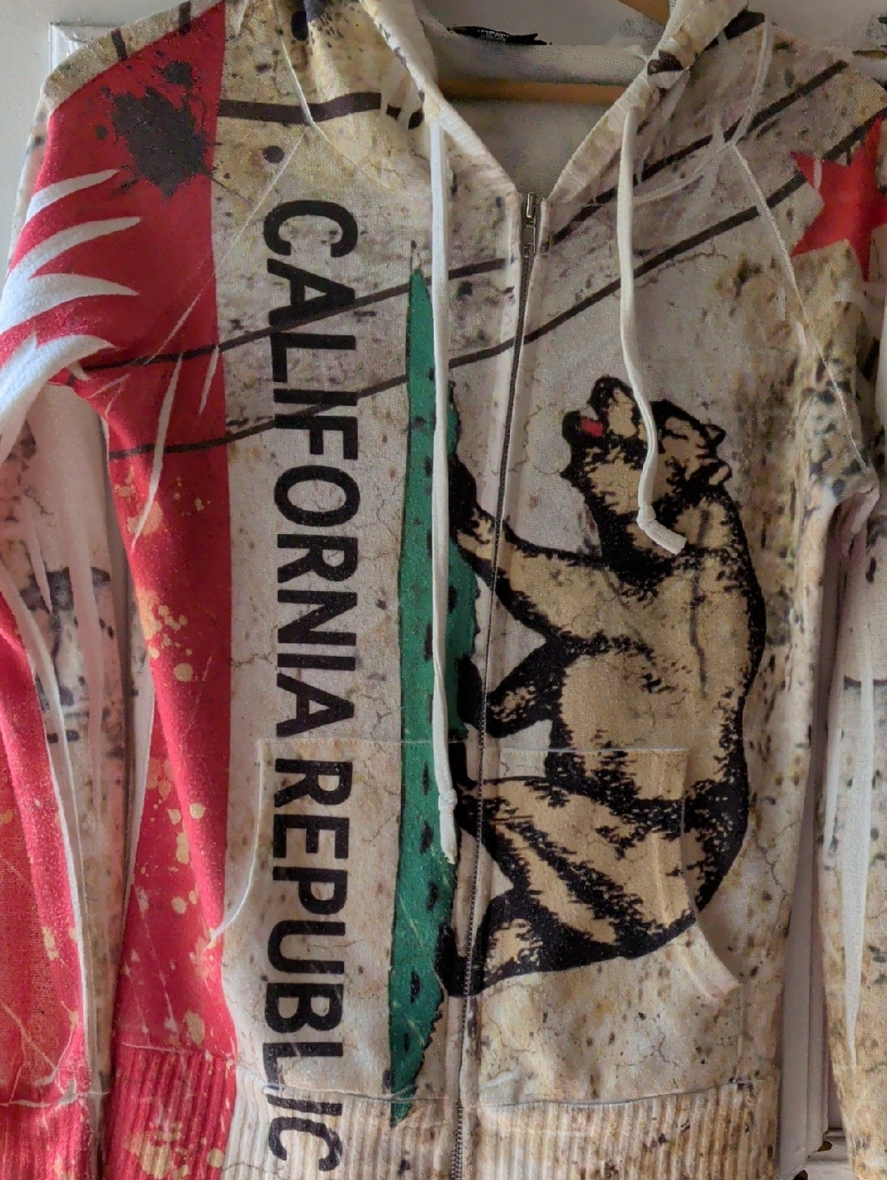 California Republic Graphic Zip Hoodie Jacket - Red & White